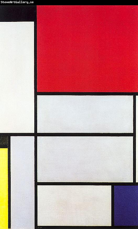 Piet Mondrian Composition with Black, Red, Gray, Yellow, and Blue